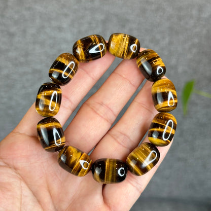 Lu Thong Natural Golden Brown Tiger Eye Bracelet Size 18 mm by 13 mm