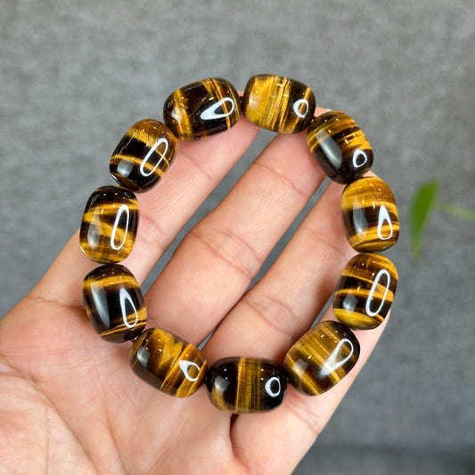 Lu Thong Natural Golden Brown Tiger Eye Bracelet Size 18 mm by 13 mm