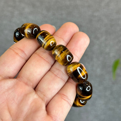 Lu Thong Natural Golden Brown Tiger Eye Bracelet Size 18 mm by 13 mm