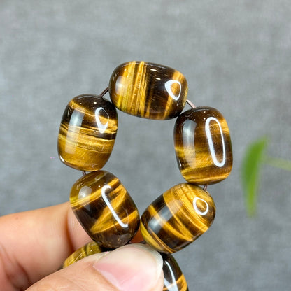 Lu Thong Natural Golden Brown Tiger Eye Bracelet Size 18 mm by 13 mm