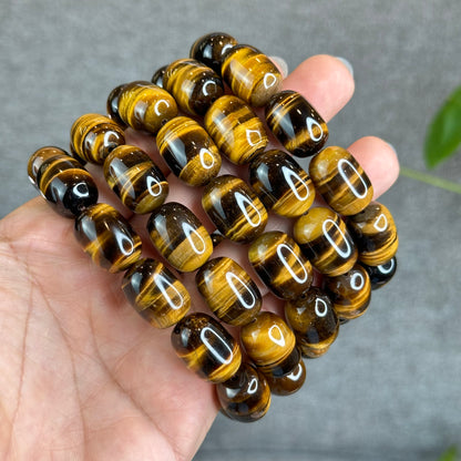 Lu Thong Natural Golden Brown Tiger Eye Bracelet Size 18 mm by 13 mm