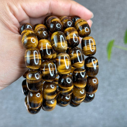 Lu Thong Natural Golden Brown Tiger Eye Bracelet Size 18 mm by 13 mm