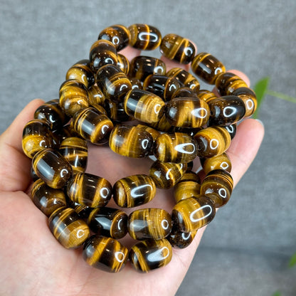 Lu Thong Natural Golden Brown Tiger Eye Bracelet Size 18 mm by 13 mm