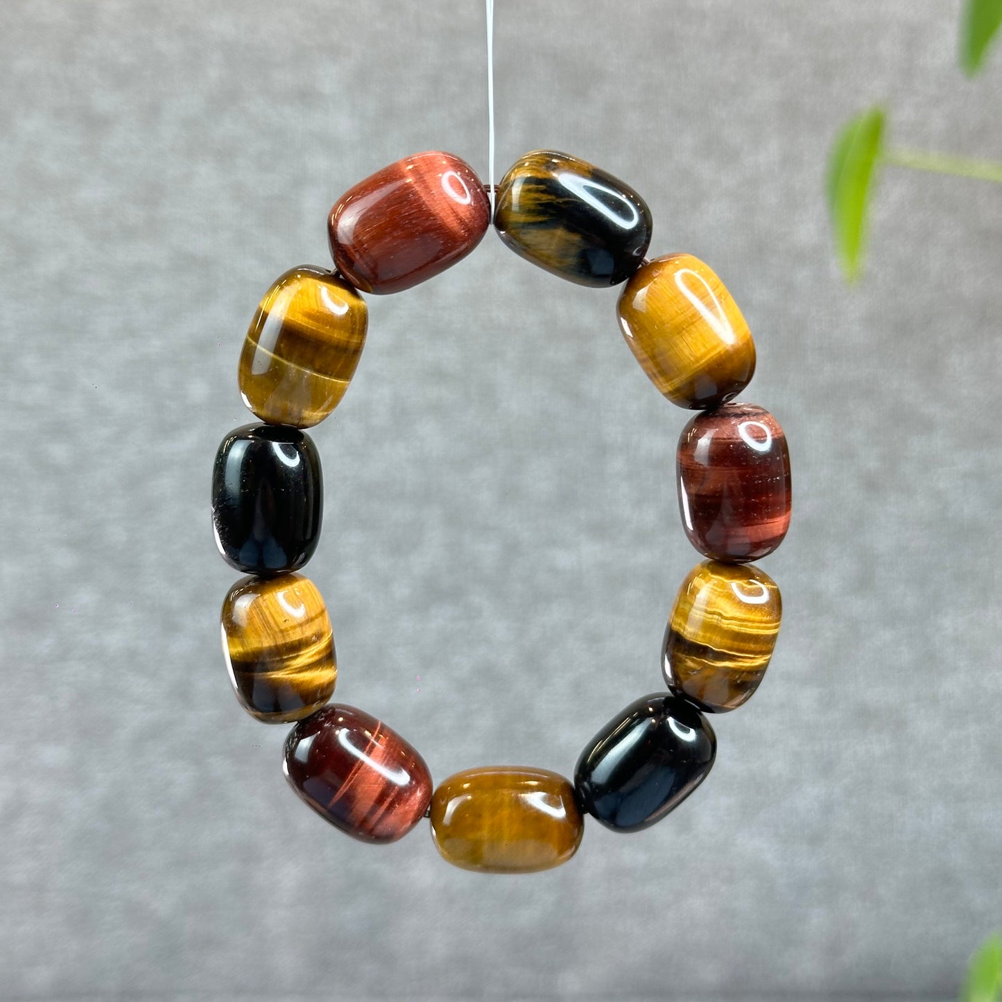 Lu Thong Natural Tri-Colour Tiger Eye Bracelet Size 8 mm by 13 mm