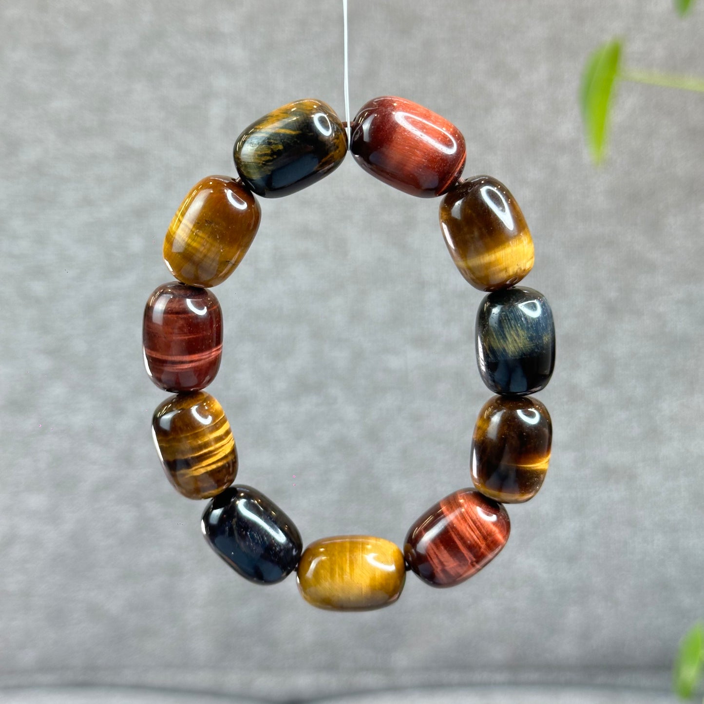 Lu Thong Natural Tri-Colour Tiger Eye Bracelet Size 8 mm by 13 mm