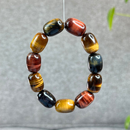 Lu Thong Natural Tri-Colour Tiger Eye Bracelet Size 8 mm by 13 mm
