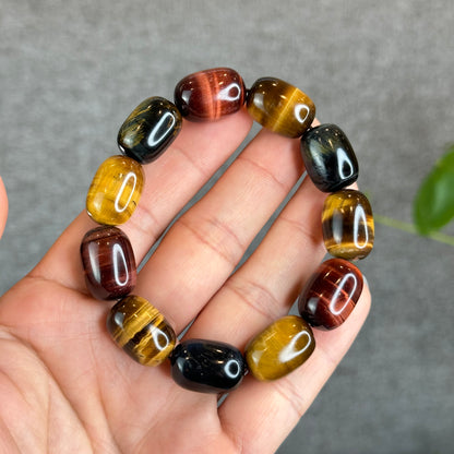 Lu Thong Natural Tri-Colour Tiger Eye Bracelet Size 8 mm by 13 mm