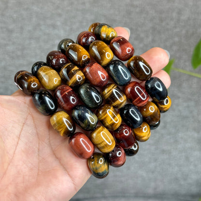 Lu Thong Natural Tri-Colour Tiger Eye Bracelet Size 8 mm by 13 mm