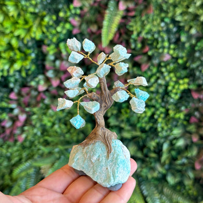 Natural Amazonite Bonsai Tree with Amazonite Base