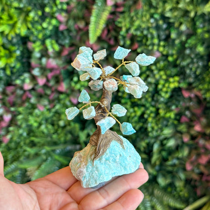 Natural Amazonite Bonsai Tree with Amazonite Base