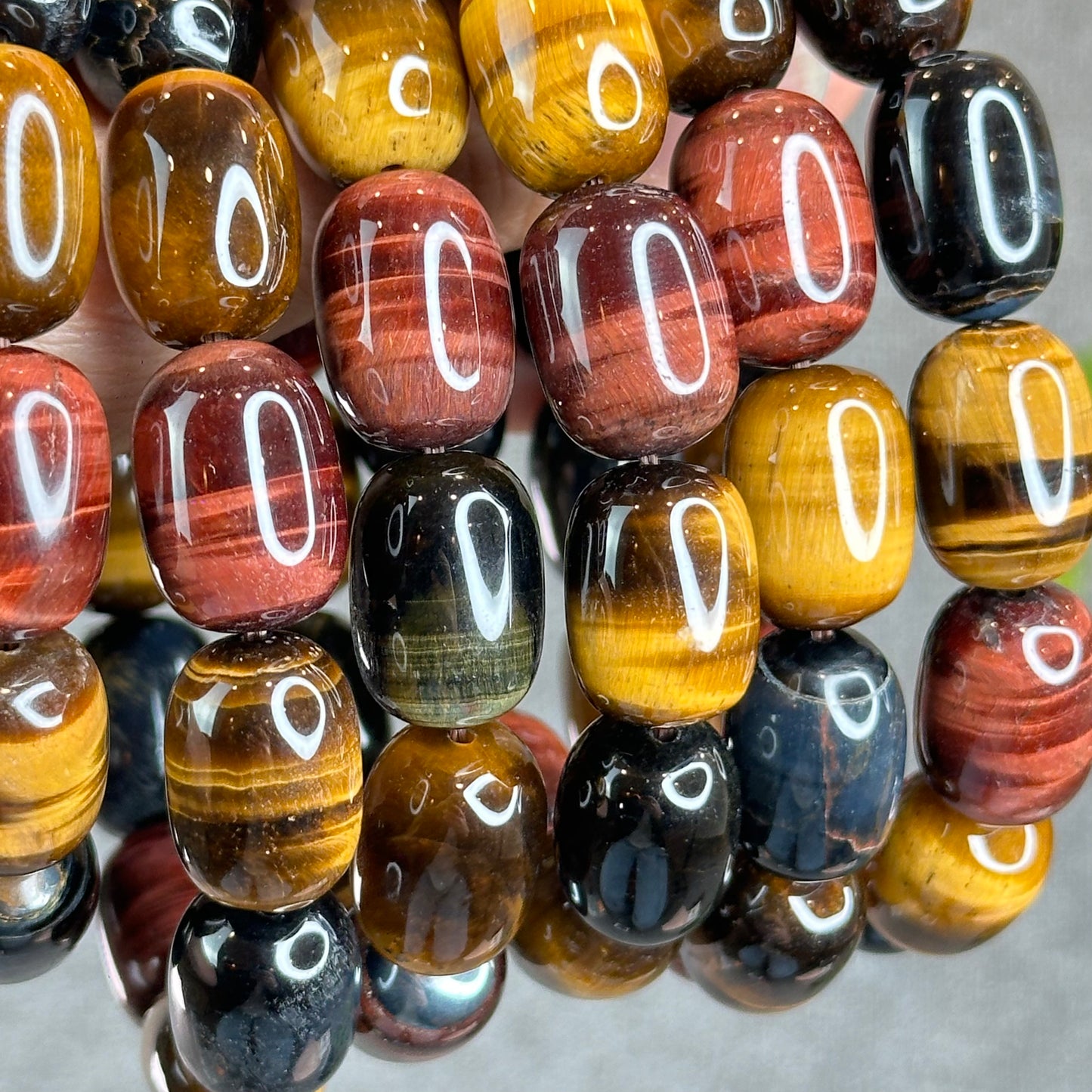 Lu Thong Natural Tri-Colour Tiger Eye Bracelet Size 8 mm by 13 mm