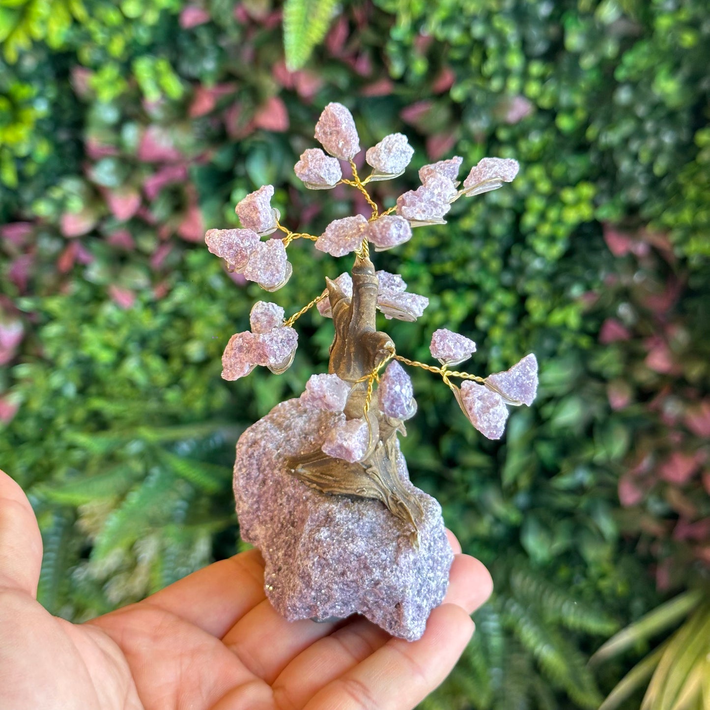 Natural Purple Lepidolite Bonsai Tree with Purple Lepidolite Base