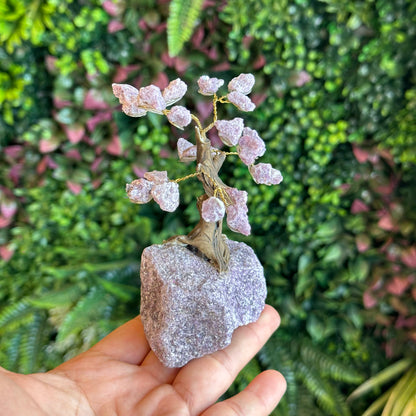 Natural Purple Lepidolite Bonsai Tree with Purple Lepidolite Base
