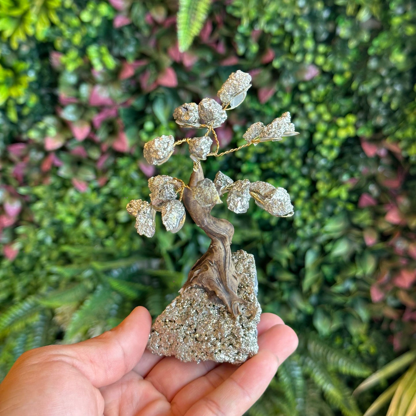 Natural Pyrite Bonsai Tree with Pyrite Base