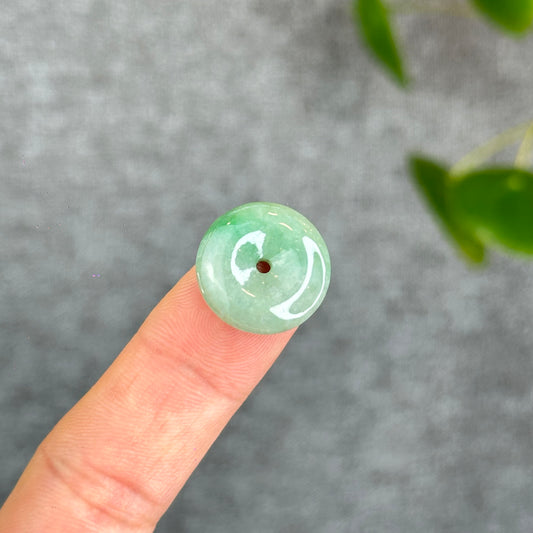 Natural Apple Green Semi-Translucent Jadeite Jade Donut Charm
