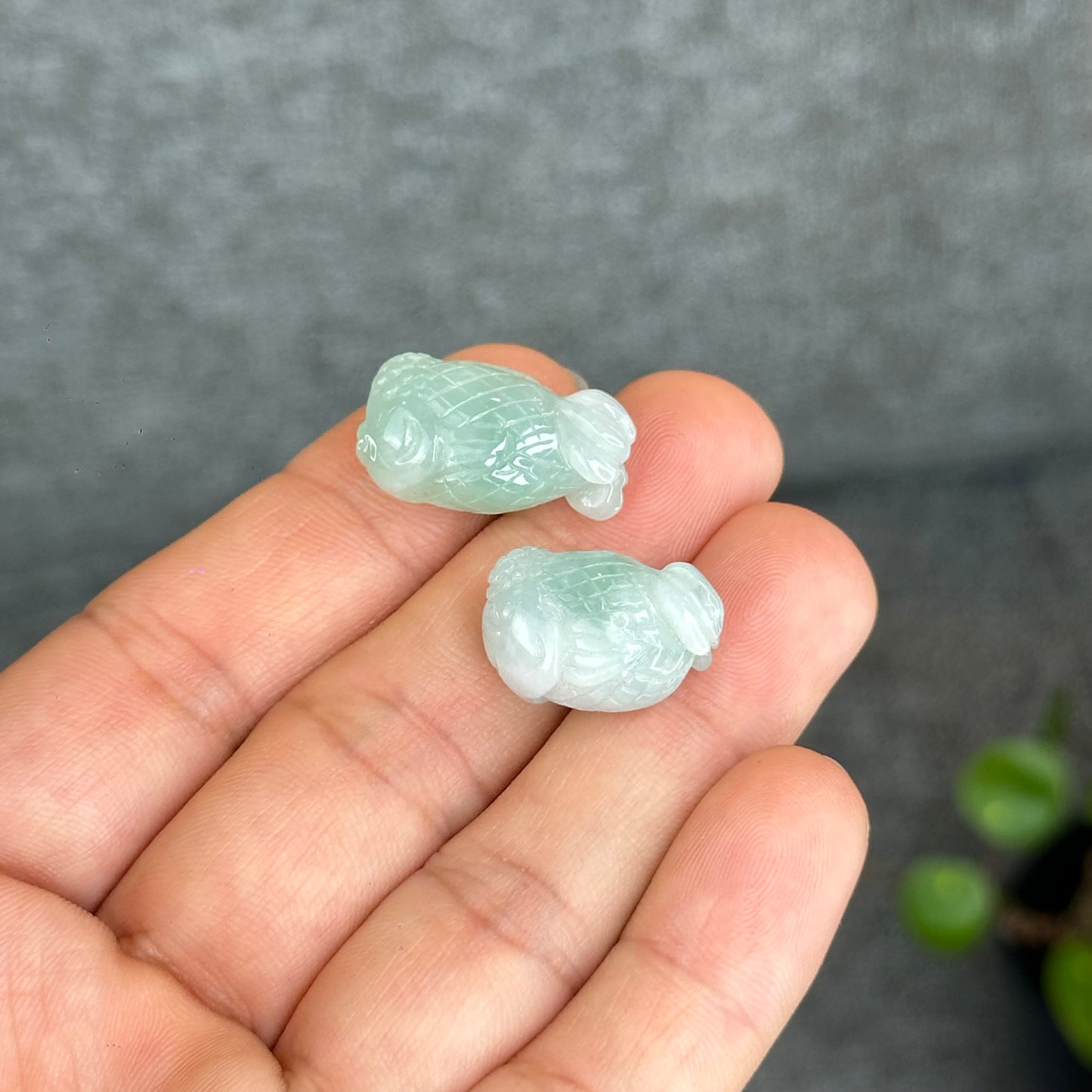 Natural Light Green-Ivory Jadeite Jade Gold Fish Charm