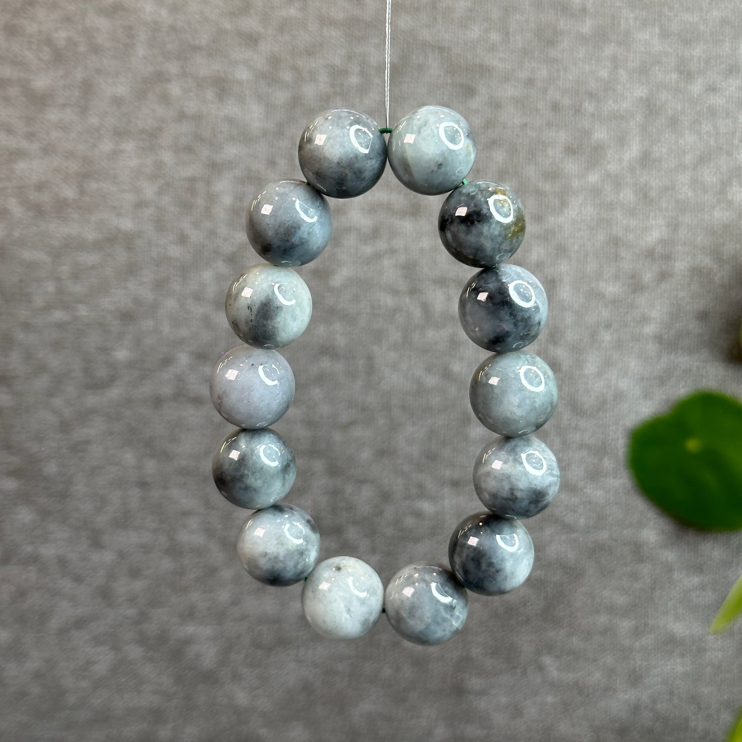 Black- Grey Jadeite Jade Bracelet Size 15.5 mm