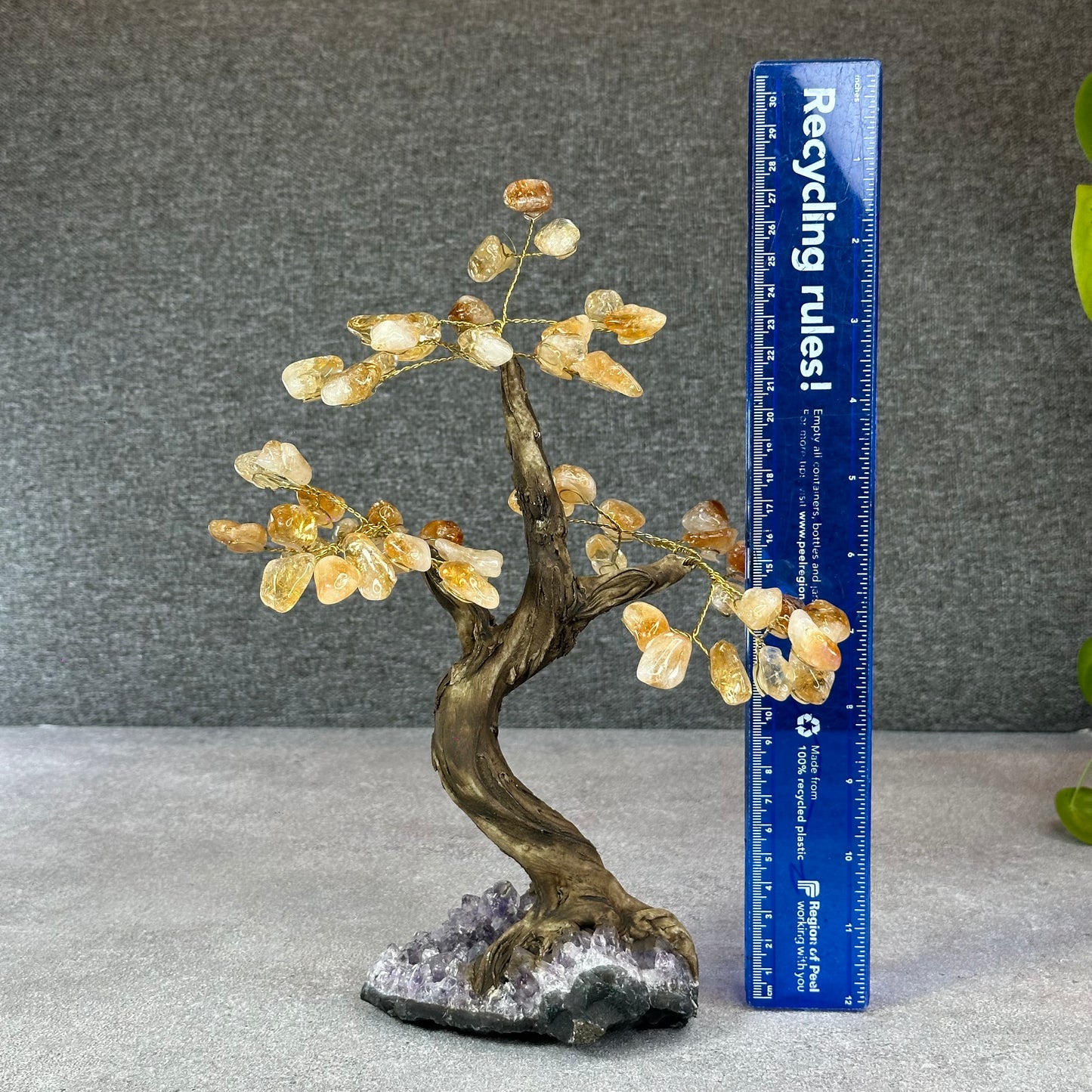 Natural Citrine Bonsai Tree with Amethyst Base