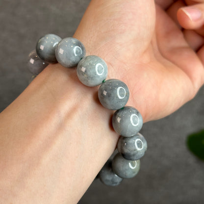 Black- Grey Jadeite Jade Bracelet Size 15.5 mm