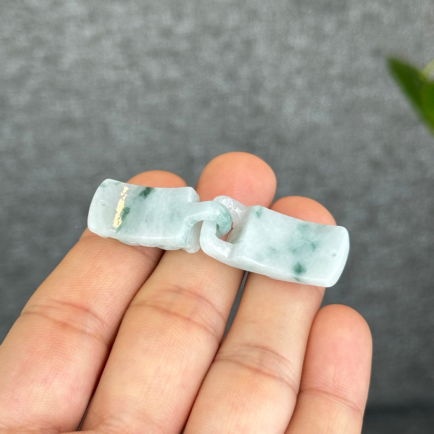 Natural Interlocking Harmony Flower Carved Jadeite Jade Bangle Charm