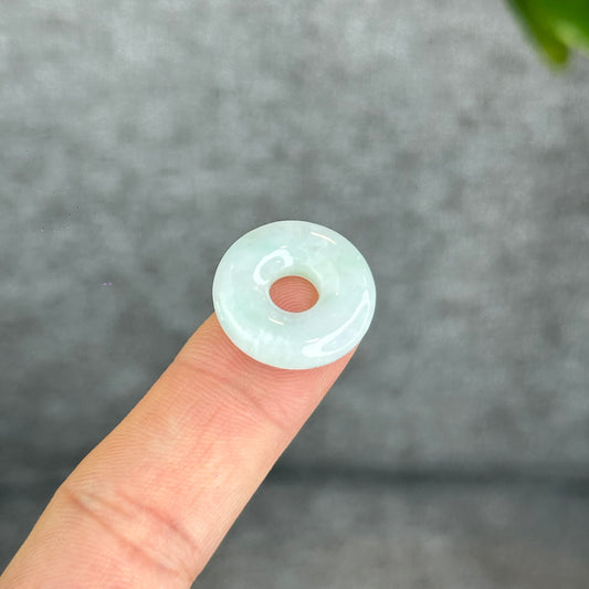 Natural Apple Green and Ivory Jadeite Jade Donut Charm