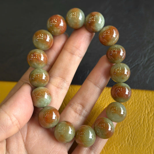 Orange Natural Jadeite Jade Bracelet Size 13.5 mm