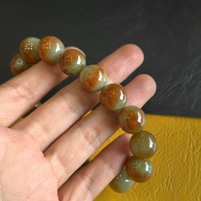 Orange Natural Jadeite Jade Bracelet Size 13.5 mm