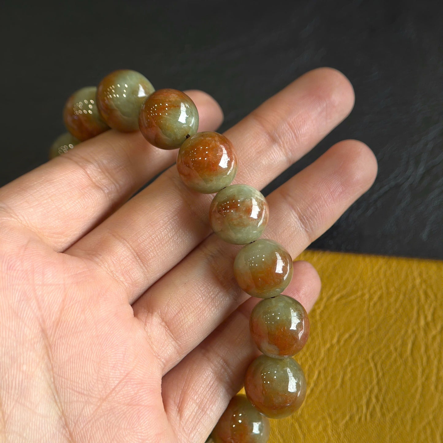 Orange Natural Jadeite Jade Bracelet Size 13.5 mm