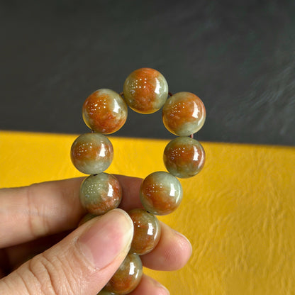 Orange Natural Jadeite Jade Bracelet Size 13.5 mm