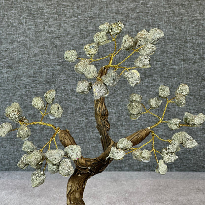 Natural Pyrite Bonsai Tree with Amethyst Base