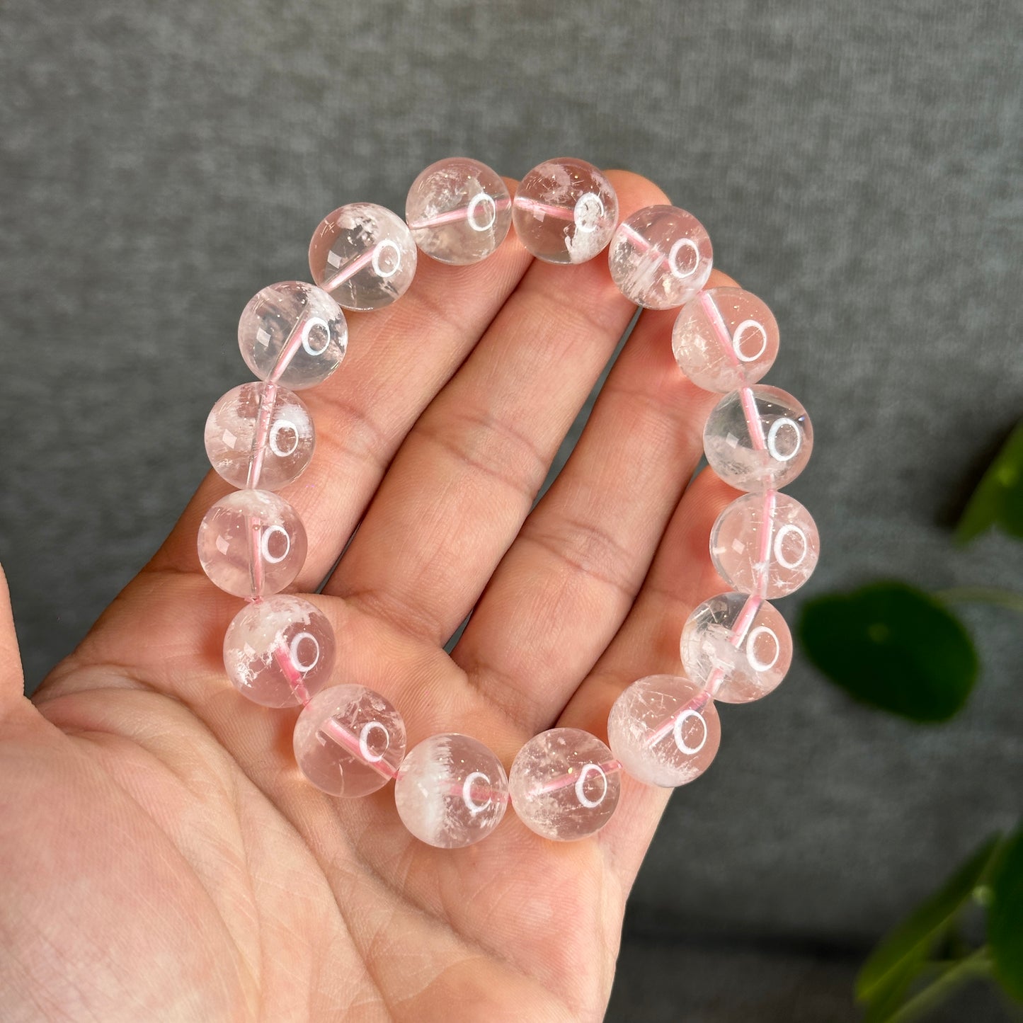 Snowflake Phantom in Rose Quartz Bracelet Size 14 mm