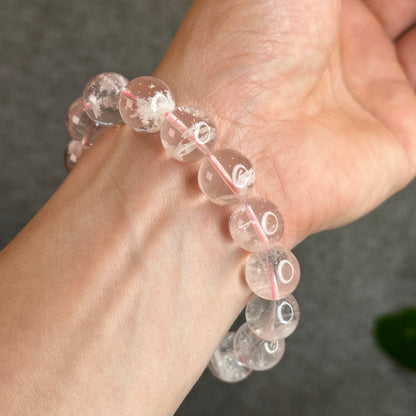 Snowflake Phantom in Rose Quartz Bracelet Size 14 mm