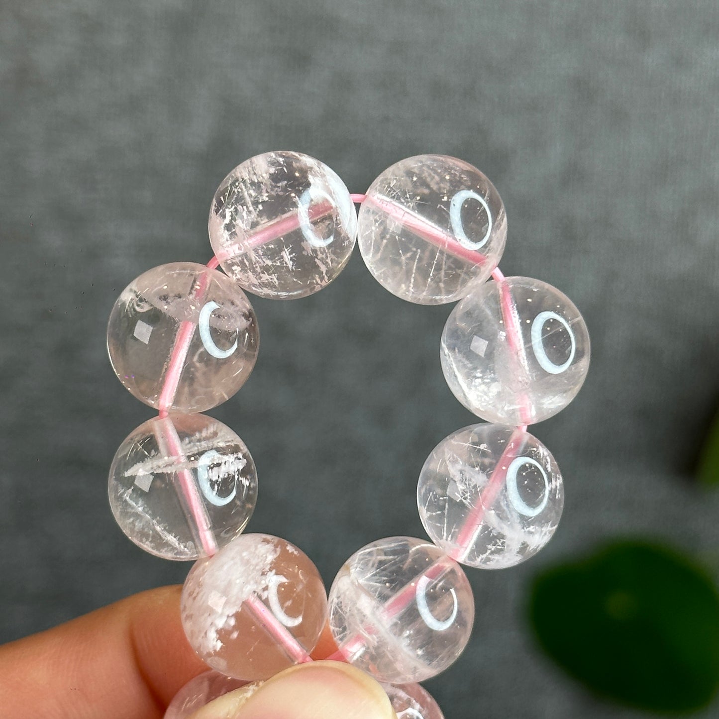 Snowflake Phantom in Rose Quartz Bracelet Size 14 mm