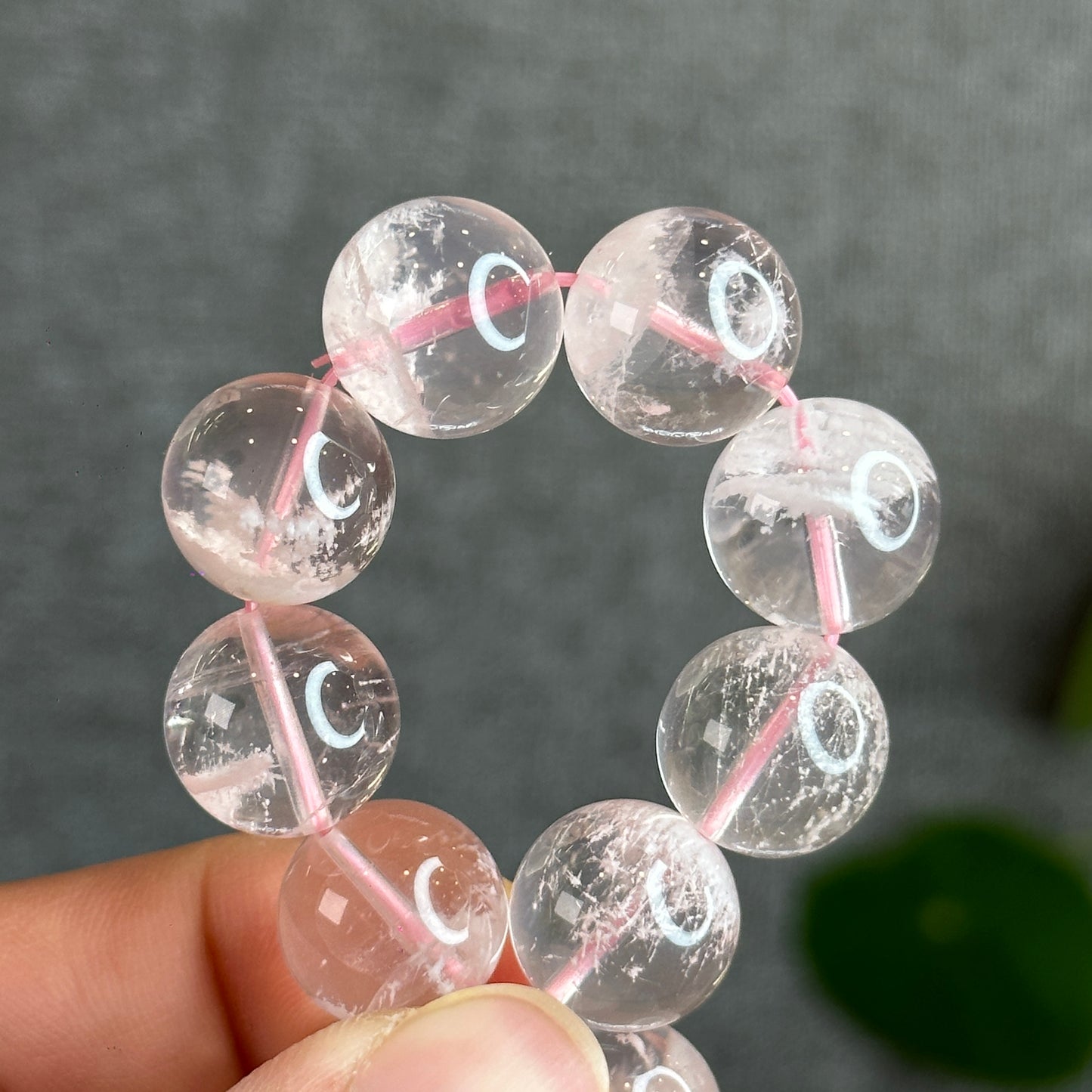 Snowflake Phantom in Rose Quartz Bracelet Size 14 mm