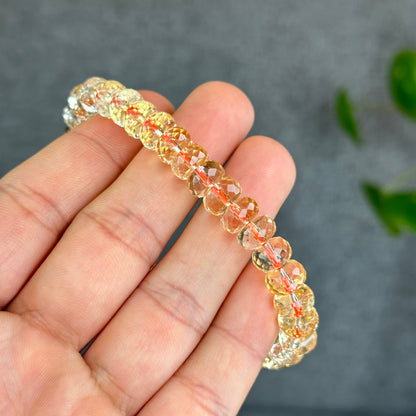 Natural Citrine Faceted Rondell Bracelet Size 8-8.5 mm