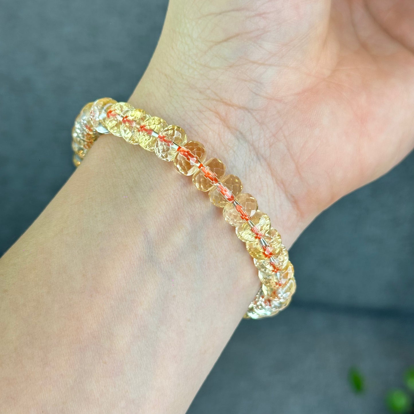 Natural Citrine Faceted Rondell Bracelet Size 8-8.5 mm
