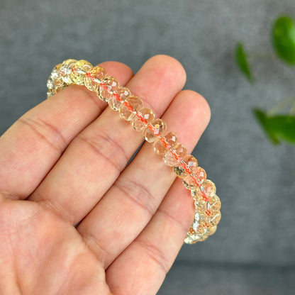 Natural Citrine Faceted Rondell Bracelet Size 8-8.5 mm