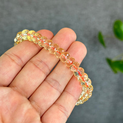 Natural Citrine Faceted Rondell Bracelet Size 8-8.5 mm