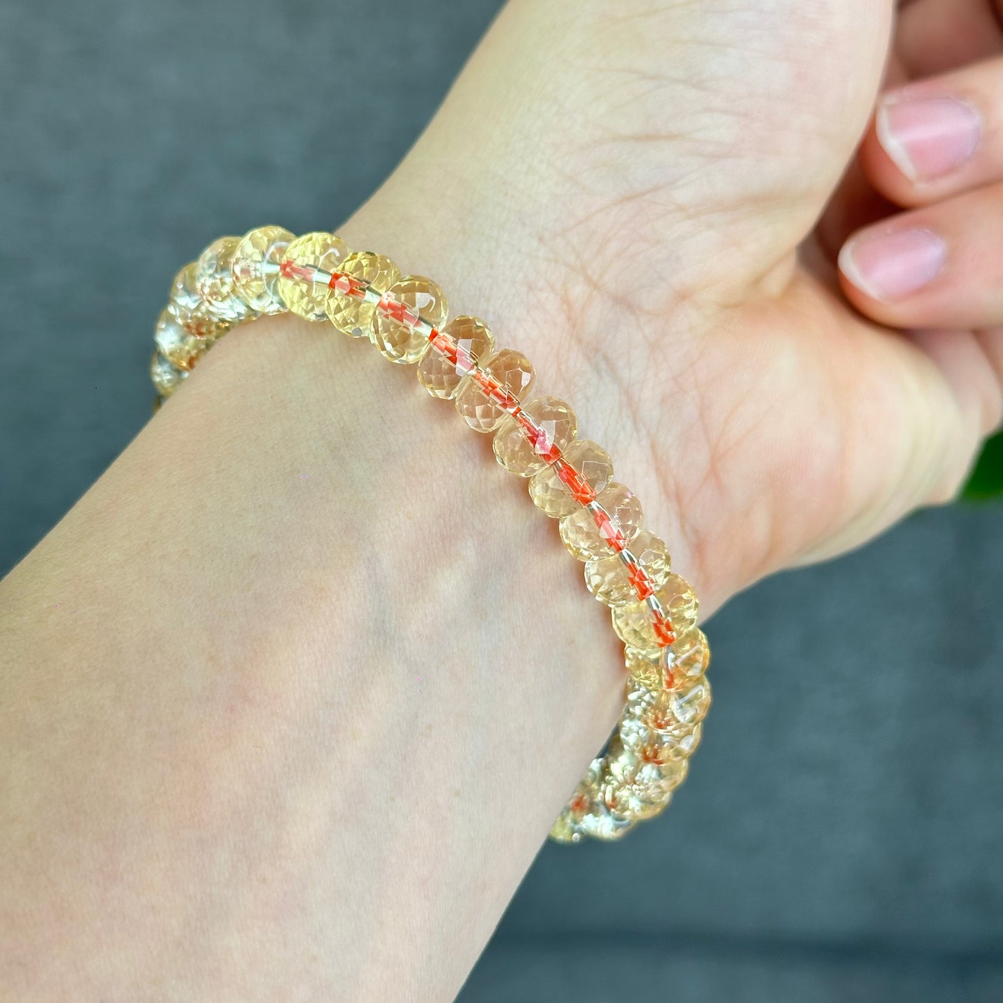 Natural Citrine Faceted Rondell Bracelet Size 8-8.5 mm