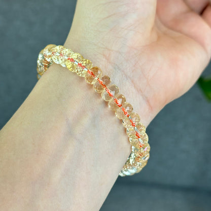 Natural Citrine Faceted Rondell Bracelet Size 8-8.5 mm