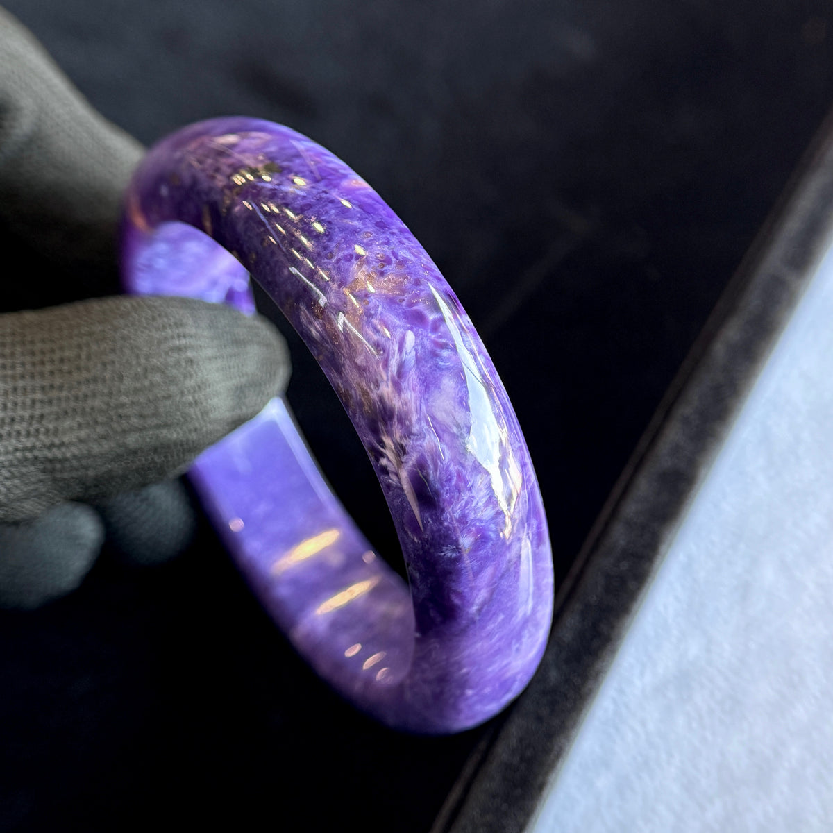 Charoite Bangle Leaf Style Size 57 mm