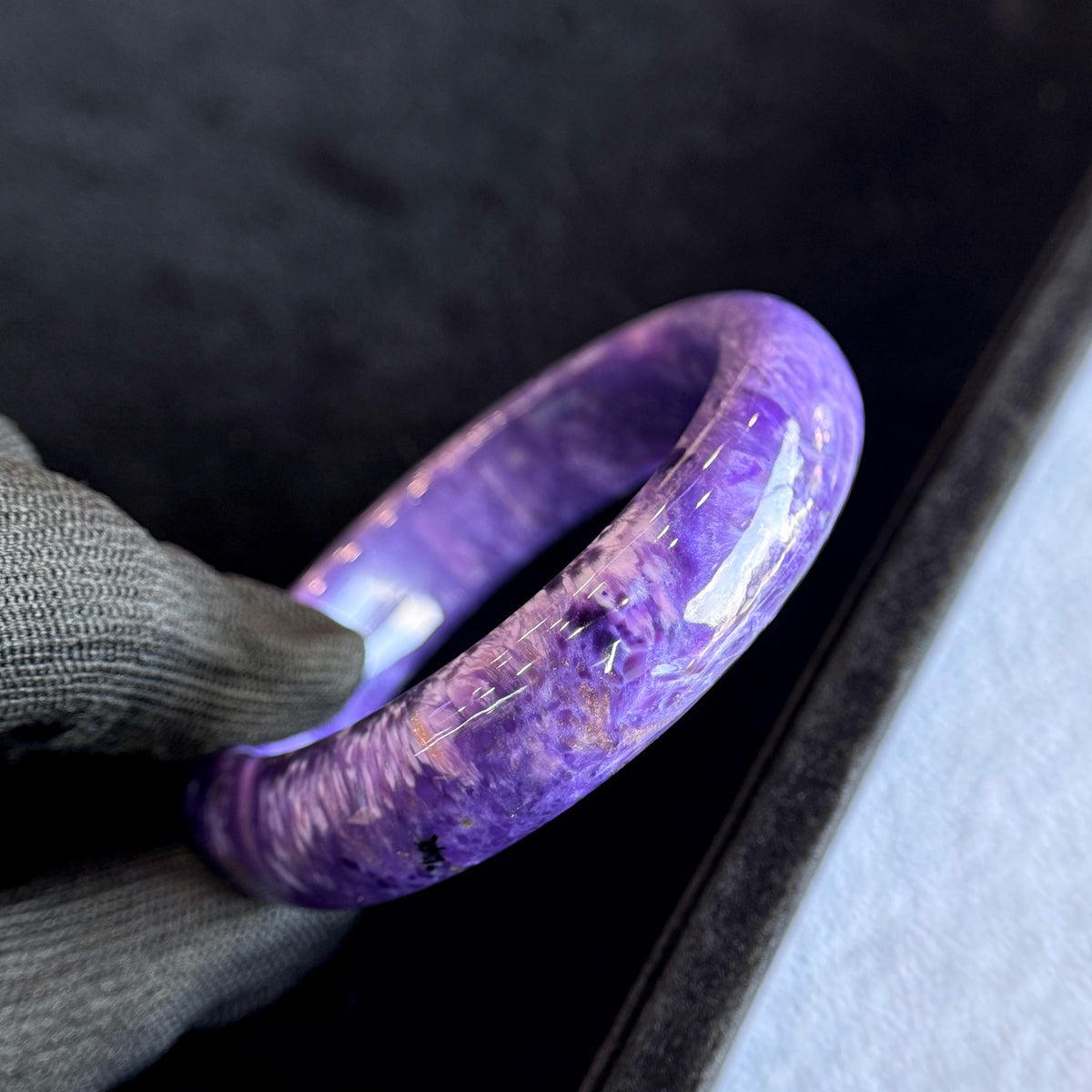 Charoite Bangle Leaf Style Size 57 mm