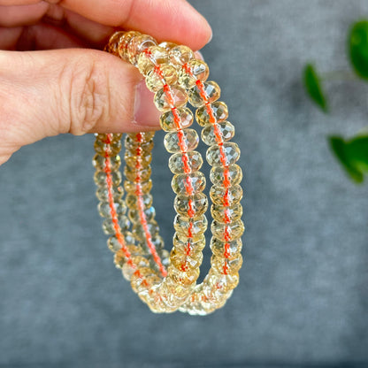 Natural Citrine Faceted Rondell Bracelet Size 8-8.5 mm
