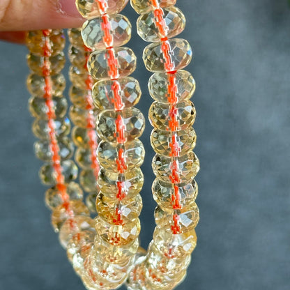 Natural Citrine Faceted Rondell Bracelet Size 8-8.5 mm
