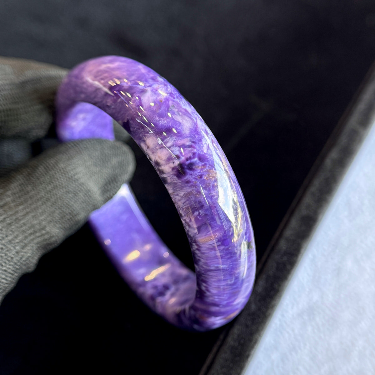 Charoite Bangle Leaf Style Size 57 mm