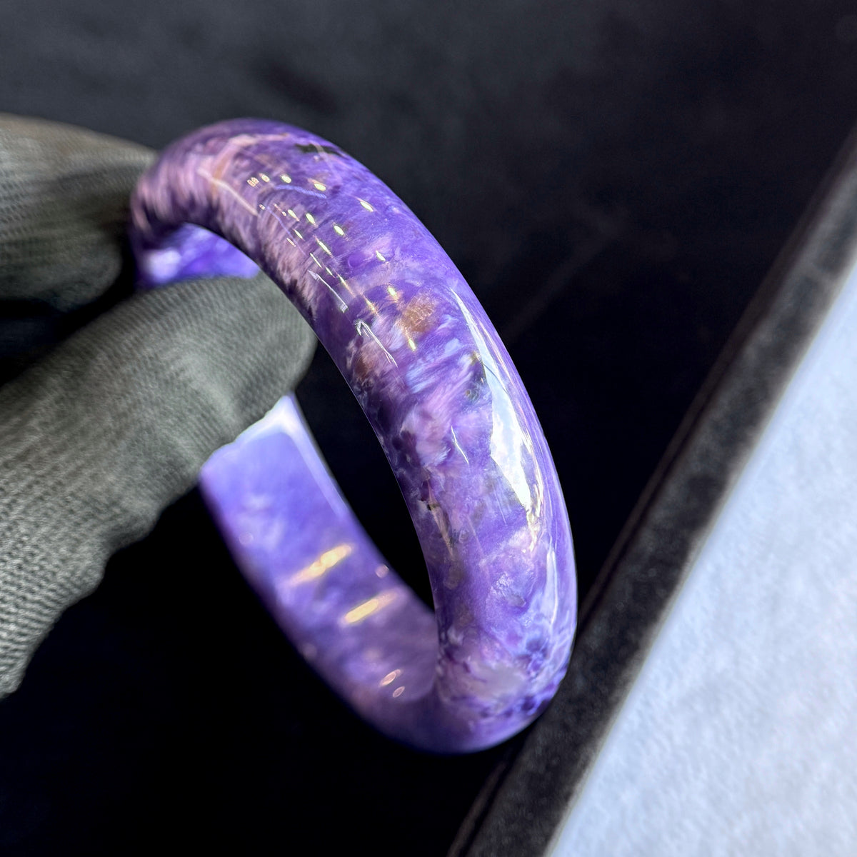 Charoite Bangle Leaf Style Size 57 mm