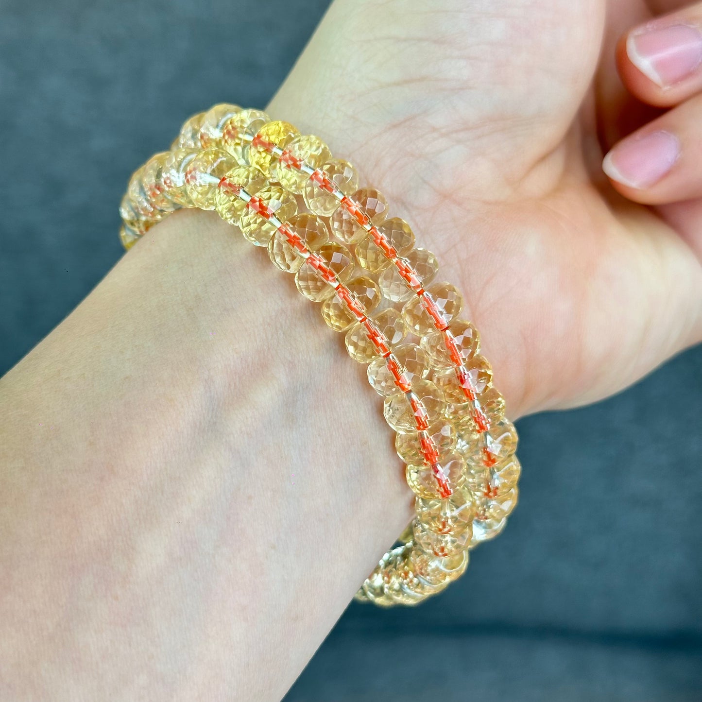 Natural Citrine Faceted Rondell Bracelet Size 8-8.5 mm