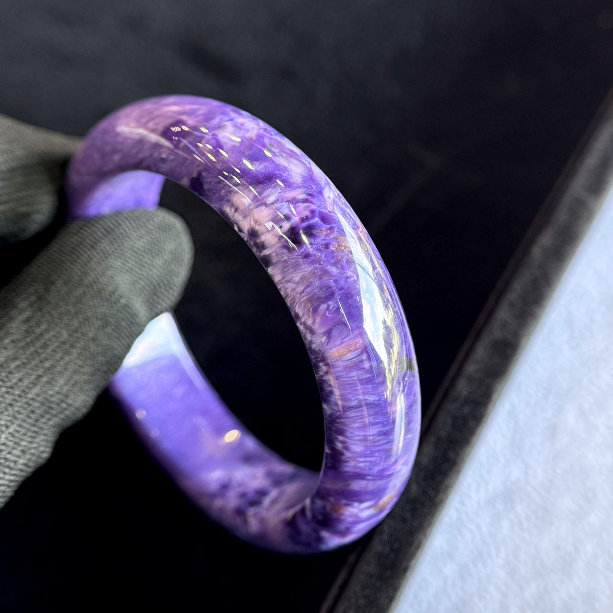 Charoite Bangle Leaf Style Size 57 mm