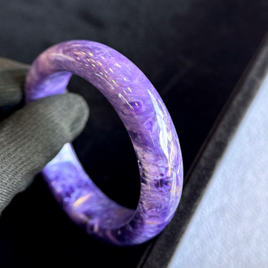 Charoite Bangle Leaf Style Size 57 mm