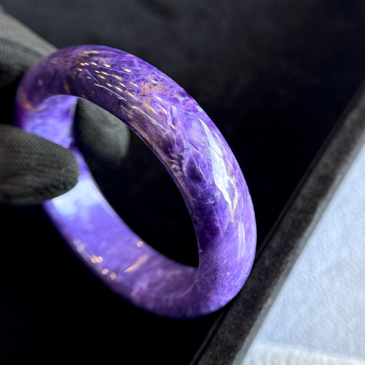 Charoite Bangle Leaf Style Size 57 mm